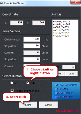 Select Left or Right Button for Automation