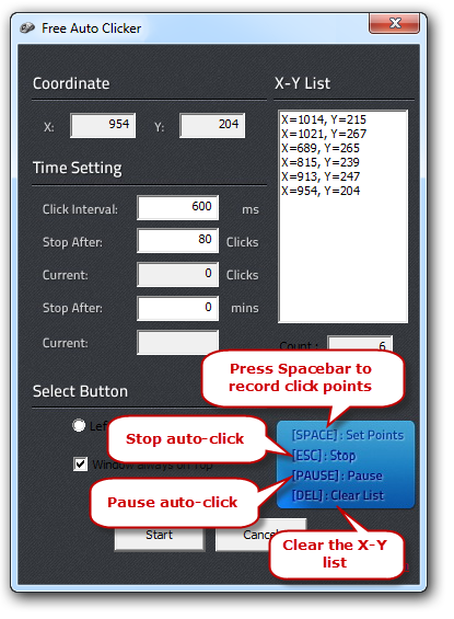 How to Use the X-Y List? - Free Auto Clicker