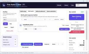 Free Auto Clicker draggable coordinate picker on the multi-point screen