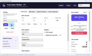 Free Auto Clicker 8.0.0 main window on Windows 11